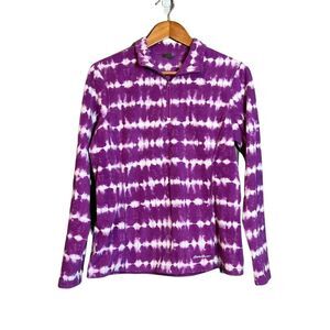 Eddie Bauer‎ purple dye tie 1/4 zip fleece sweater